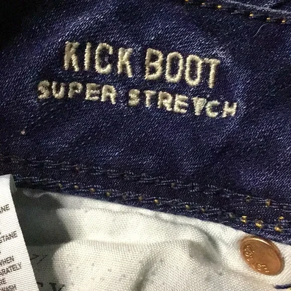 ⁠♡ American Eagle Mid Rise Kick Boot Super Stretch Womans Size 14 Jeans 900 - Picture 2 of 8